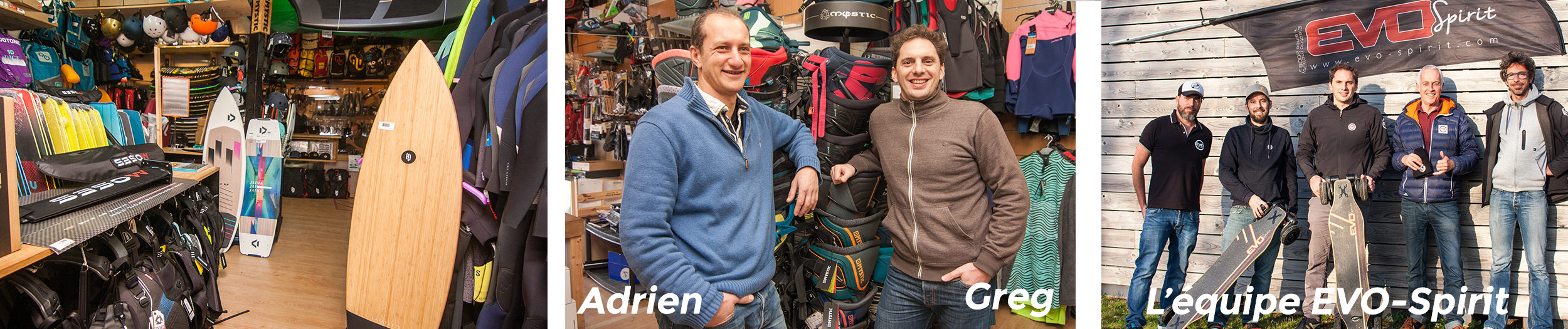 Magasin GlissEvolution à Pornichet en 2019, espace kite, foil et mobilité électrique